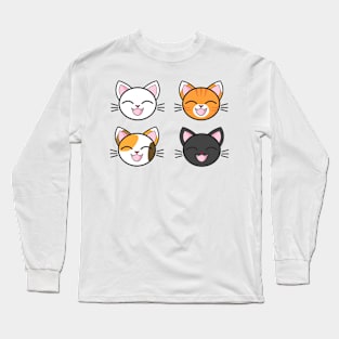 Smiling Cats Kawaii Cartoons Long Sleeve T-Shirt